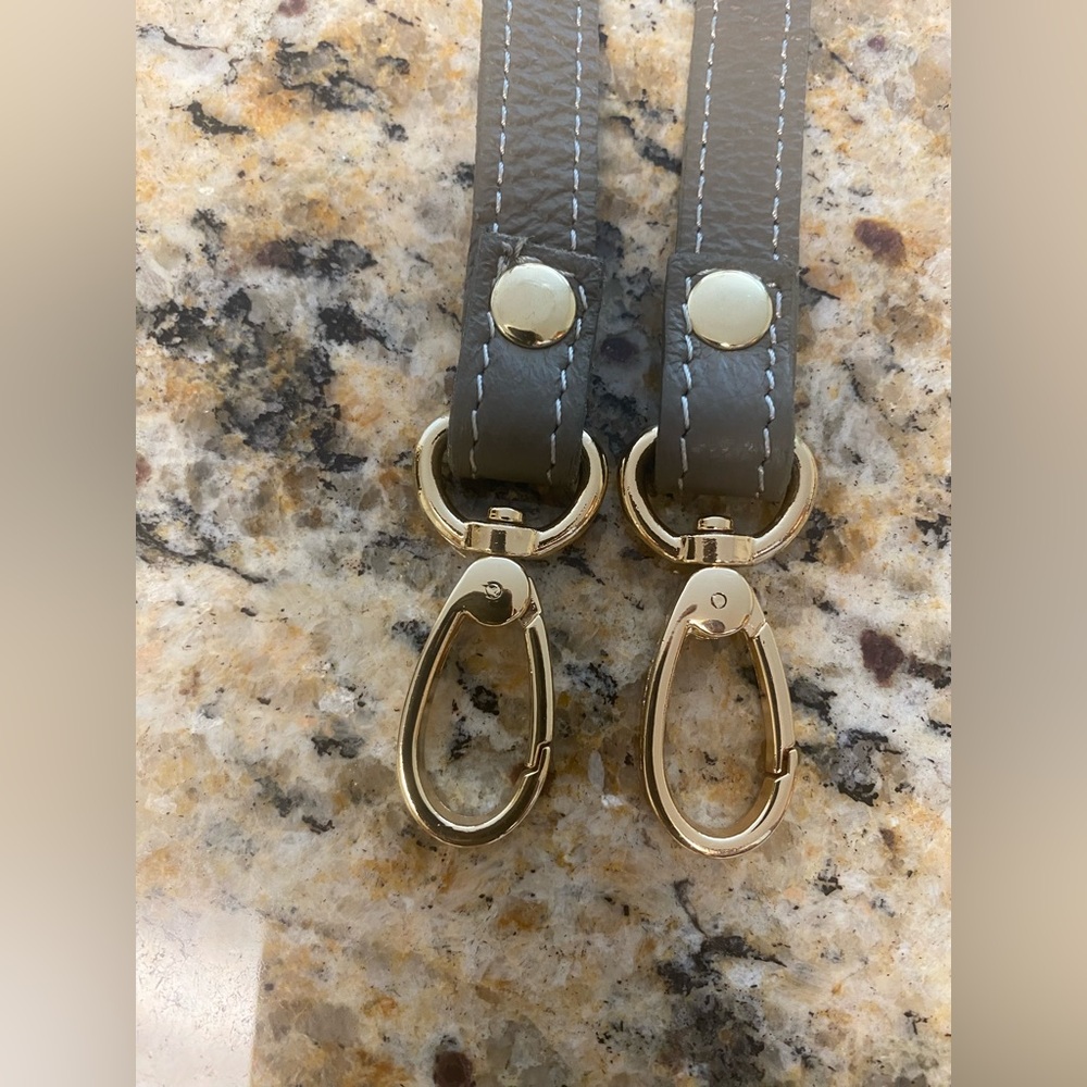 Valentina Gray Adjustable Leather Bag Strap with Silver Hardware - Picture 7 of 7